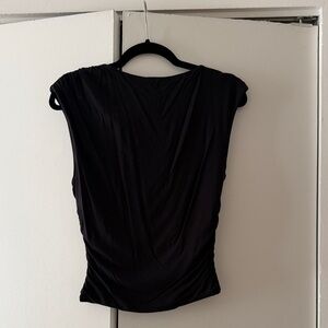 Wilfred Black Sleeveless Draped Tank Top